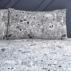 Style Lab Doodles Duvet Cover and Pillowcase Set Duvet Cover Sets, Black and white, Reversible 10 Style Lab Doodles Duvet Cover and Pillowcase Set Duvet Cover Sets, Black and white, Reversible -All Kids And Nursery Sales 2024 30748979 alt03