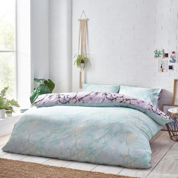 Style Lab Marble Duvet Cover and Pillowcase Set Duvet Cover Sets, Abstract, Pastel (Multi Coloured) 2 Style Lab Marble Duvet Cover and Pillowcase Set Duvet Cover Sets, Abstract, Pastel (Multi Coloured) - Image 2