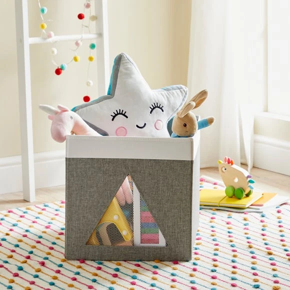 Dunelm Triangle Mesh Grey Foldable Box Storage Boxes, Polyester, Fabric 1 Dunelm Triangle Mesh Grey Foldable Box Storage Boxes, Polyester, Fabric