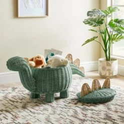Dunelm Dinosaur Rattan Storage Basket Storage Baskets, Animals, Kids