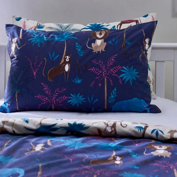 Dunelm Jungle Friends Reversible Duvet Cover and Pillowcase Set Kids, Duvet Cover Sets, Polycotton 3 Dunelm Jungle Friends Reversible Duvet Cover and Pillowcase Set Kids, Duvet Cover Sets, Polycotton - Image 3