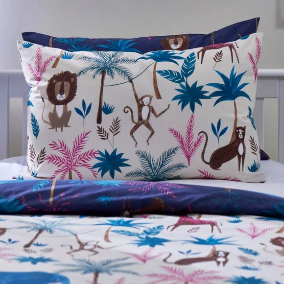 Dunelm Jungle Friends Reversible Duvet Cover and Pillowcase Set Kids, Duvet Cover Sets, Polycotton 4 Dunelm Jungle Friends Reversible Duvet Cover and Pillowcase Set Kids, Duvet Cover Sets, Polycotton - Image 4