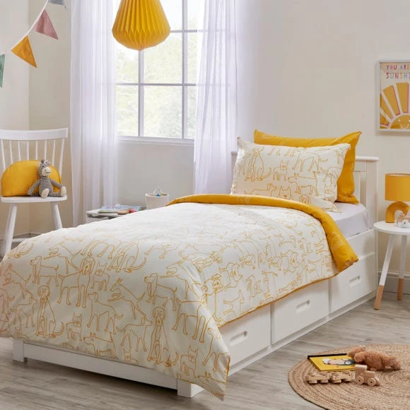 Dunelm Doodle Dogs Reversible Duvet Cover and Pillow Set Polycotton, Duvet Cover Sets, MultiColoured 2 Dunelm Doodle Dogs Reversible Duvet Cover and Pillow Set Polycotton, Duvet Cover Sets, MultiColoured - Image 2
