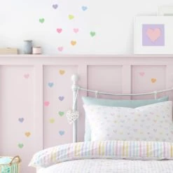 Dunelm Seersucker Hearts Pastel Wall Stickers Made in the UK, Kids, Paper