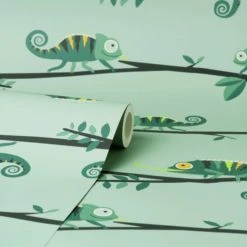 Dunelm Rainforest Friends Chameleon Wallpaper Made in the UK, Animals, Paper -All Kids And Nursery Sales 2024 30757423 alt02