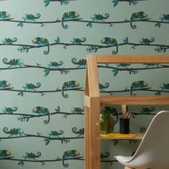 Dunelm Rainforest Friends Chameleon Wallpaper Made in the UK, Animals, Paper -All Kids And Nursery Sales 2024 30757423 alt03