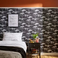 Natural History Museum Fossil Forager Black Wallpaper Made in the UK, Paper, Kids