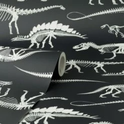 Natural History Museum Fossil Forager Black Wallpaper Made in the UK, Paper, Kids -All Kids And Nursery Sales 2024 30757433 alt02