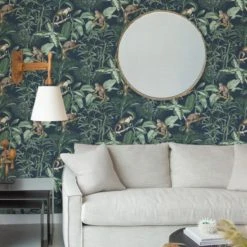 NuWallpaper Nu Wall Self Adhesive Jungle Luxe Navy Wallpaper Paper, Made in the UK, Kids
