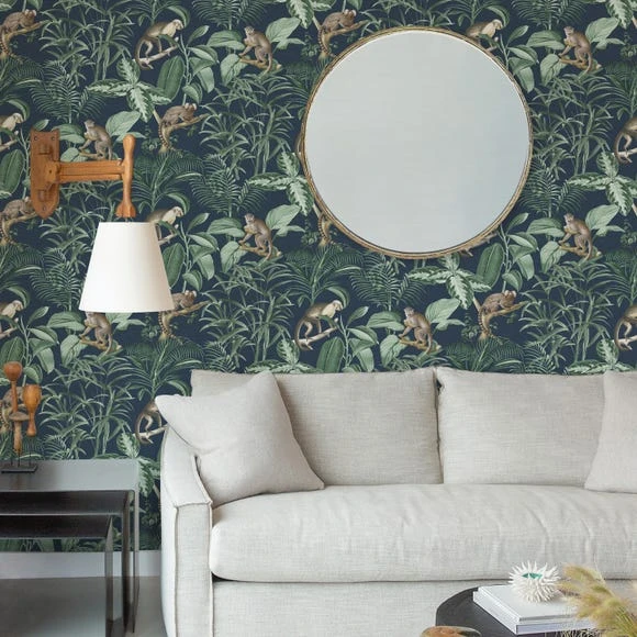 NuWallpaper Nu Wall Self Adhesive Jungle Luxe Navy Wallpaper Paper, Made in the UK, Kids 1 NuWallpaper Nu Wall Self Adhesive Jungle Luxe Navy Wallpaper Paper, Made in the UK, Kids