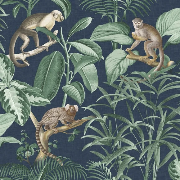 NuWallpaper Nu Wall Self Adhesive Jungle Luxe Navy Wallpaper Paper, Made in the UK, Kids 2 NuWallpaper Nu Wall Self Adhesive Jungle Luxe Navy Wallpaper Paper, Made in the UK, Kids - Image 2