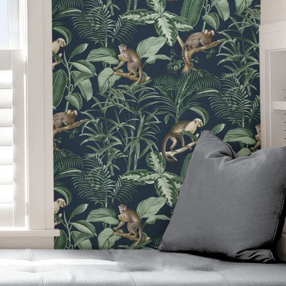 NuWallpaper Nu Wall Self Adhesive Jungle Luxe Navy Wallpaper Paper, Made in the UK, Kids 5 NuWallpaper Nu Wall Self Adhesive Jungle Luxe Navy Wallpaper Paper, Made in the UK, Kids - Image 5