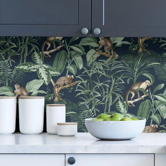 NuWallpaper Nu Wall Self Adhesive Jungle Luxe Navy Wallpaper Paper, Made in the UK, Kids 7 NuWallpaper Nu Wall Self Adhesive Jungle Luxe Navy Wallpaper Paper, Made in the UK, Kids - Image 7