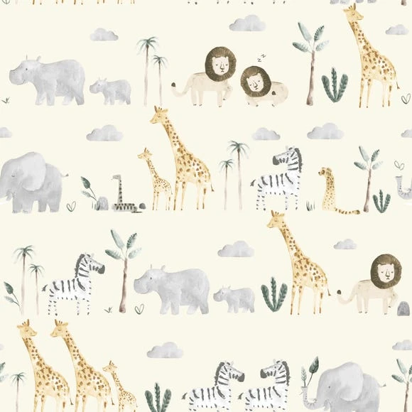NuWallpaper Nu Wall Self Adhesive Safari Wallpaper Paper, Made in the UK, Kids 2 NuWallpaper Nu Wall Self Adhesive Safari Wallpaper Paper, Made in the UK, Kids - Image 2