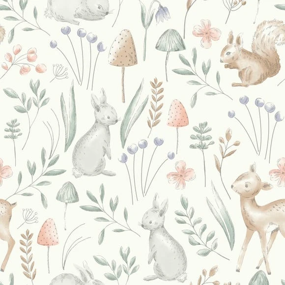 NuWallpaper Nu Wall Self Adhesive Woodland Animals Wallpaper Kids, Made in the UK, Paper 2 NuWallpaper Nu Wall Self Adhesive Woodland Animals Wallpaper Kids, Made in the UK, Paper - Image 2
