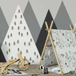 Dunelm Geo Mountain Mono Mural Kids, Murals, Made in the UK