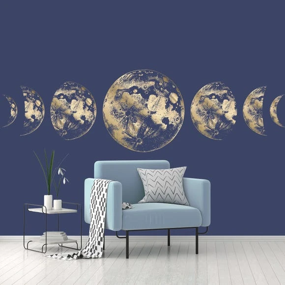 Dunelm Moon Navy Mural Made in the UK, Non Woven, Kids 1 Dunelm Moon Navy Mural Made in the UK, Non Woven, Kids