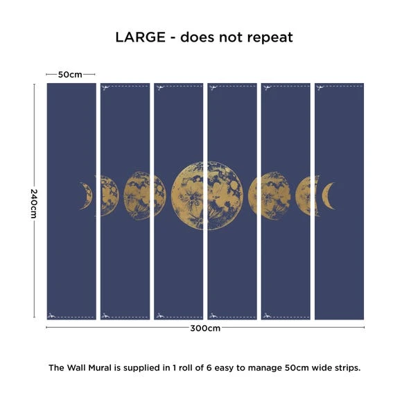 Dunelm Moon Navy Mural Made in the UK, Non Woven, Kids 3 Dunelm Moon Navy Mural Made in the UK, Non Woven, Kids - Image 3
